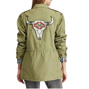 Polo Ralph Lauren Women Combat/Field Jacket 100% Cotton Beaded Patch